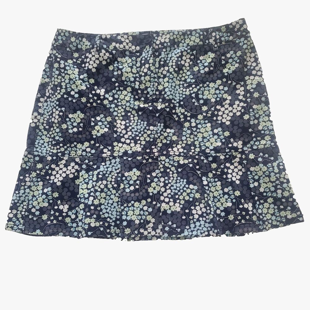 NWT LOFT Ann Taylor Women's Floral Skirt Size 16 Blue Grey White Stretch Mini